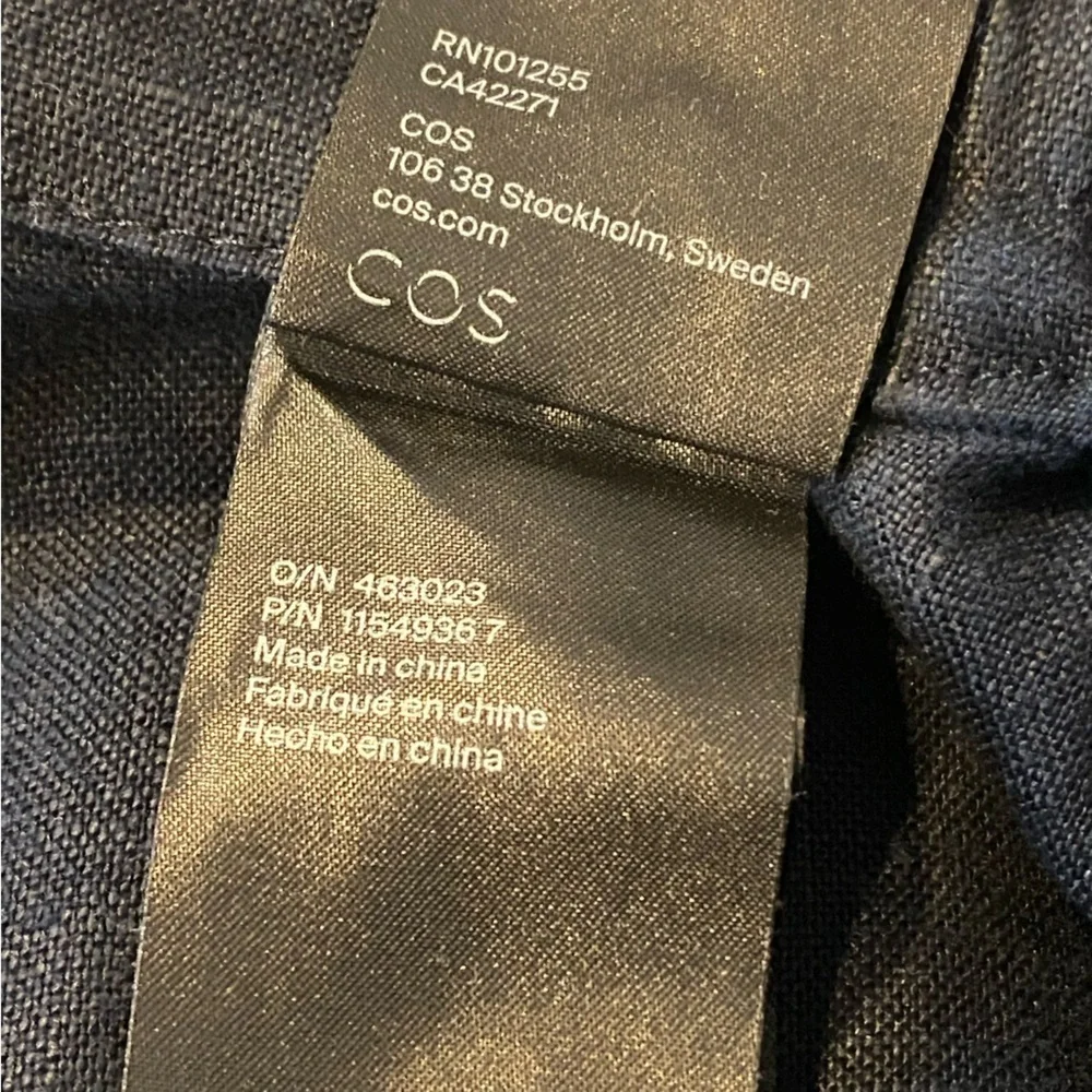 COS Linen Navy Stretch Trouser Relaxed Wide Leg